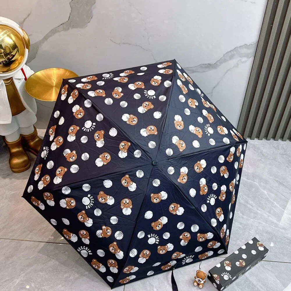 Moschino  Teddy Bear Print Black Folding Umbrella - Picture 9 of 9